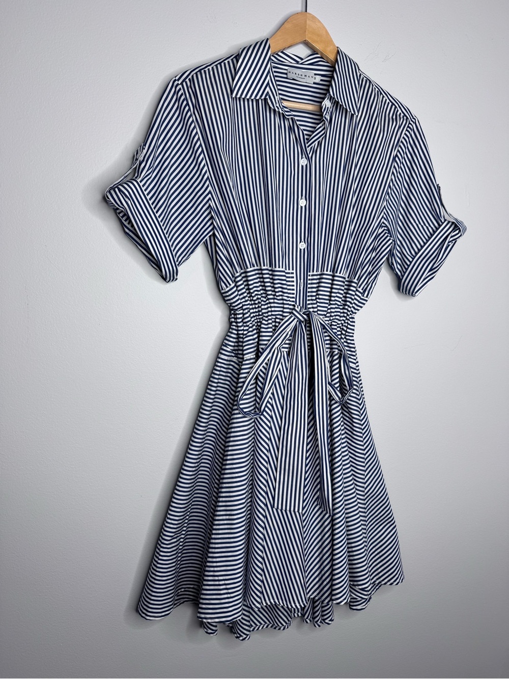 Harshman MEADOW COTTON TWILL Striped SHIRT DRESS Small - Picture 6 of 11